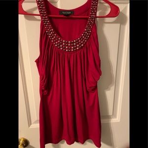Women’s WHBM Deep Red Beaded Sleeveless Top - XS